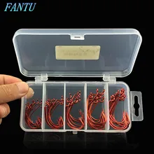 FANTU 50 шт./компл. высокая прочность черный никель-крючок Техас установки с высоким содержанием углерода Сталь крючки и рыболовные принадлежности 2#, 1#, 1/0#2/0#3/0