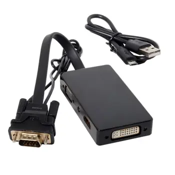 

10pcs/lot Cablecc VGA to VGA Audio HDMI DVI 4in1 Dongle Adapter Cable Multiport Splitter Converter for HDTV PC Monitor Projector