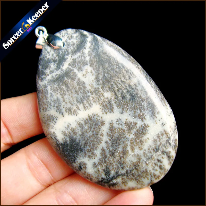 

Fashion Women Man Necklace Green Natural Dendrite Moss Agates Stone Slide Healing Crystals Pendants for Jewelry Making QS920