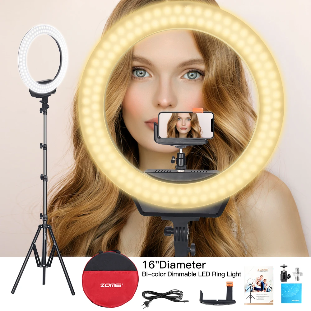  Zomei ZM-16C Dimmable Photography Photo Studio Phone Video 16 inch LED Ring Light Tripod Stand Ring - 33011101425