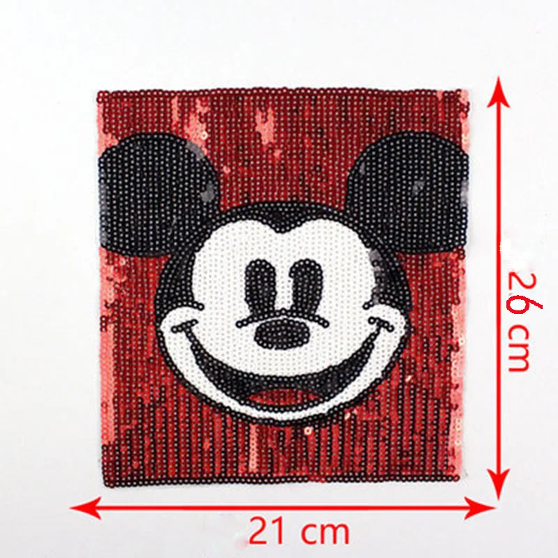 

Big size Embroidered Sew-On Patches Clothes Sewing Mickey Clothing DIY Motif Applique Sticker Sequins handmade patch Minnie