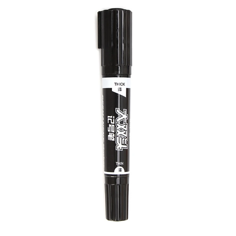 Быстросохнущая двойная боковая маркер ручка водонепроницаемые перманентные чернила офисный инструмент для письма - Цвет: Черный