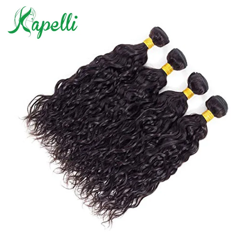 

Brazilian Water Wave Hair Bundles 100% Human Hair Weaving 3/4 Bundle Deals Remy Hair Extension Natural Black Color Free Ship
