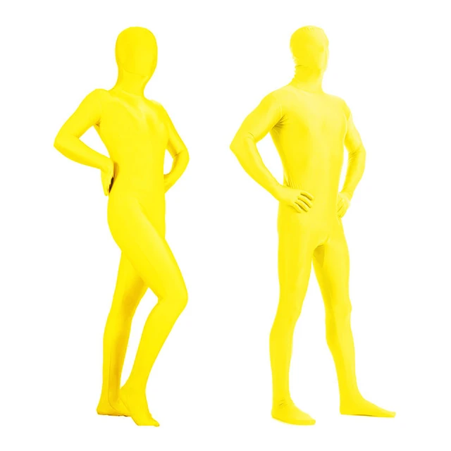 Kid Adult Yellow full body Unisex Spandex Bright 2nd Skin Zentai Costumes  Bodysuit Unitard leotard