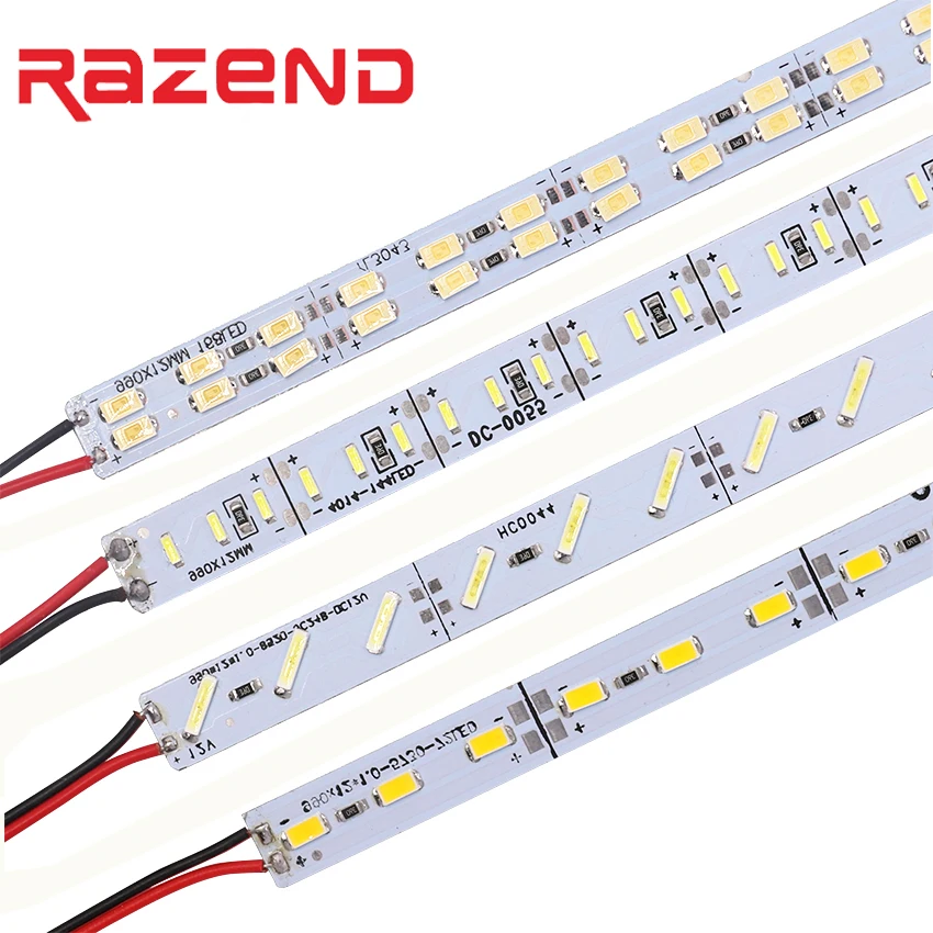 10pcs/lot 12V Hard LED strip aluminum bar light rigid 7020 4014 5630 SMD led strip light 50cm 36leds 72leds Cold white