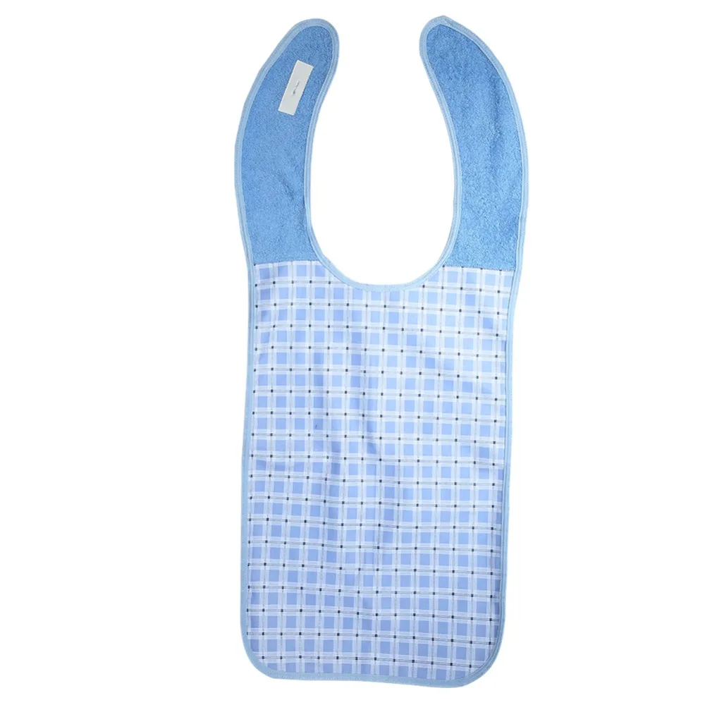 

Blue Adult Washable Waterproof Mealtime Bib Extra Large Dining ClothingClothes Protector convenient Polyester printed velvet