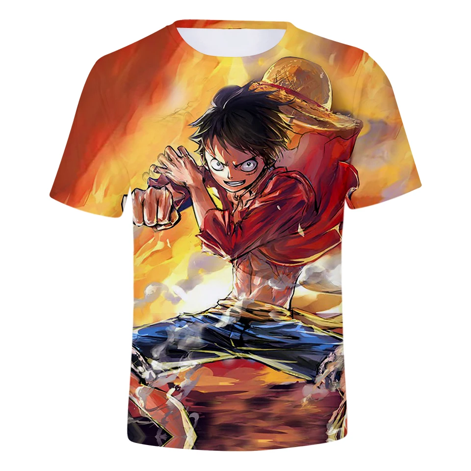 New ONE PIECE ASL 3D Print Short sleeved T shirt Loose Shirt Anime