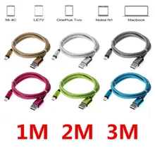 100 шт./лот 1 м 2 м 3 м Прочный Плетеный сверхмощный USB C 3,1 type-C данных Snyc зарядное устройство набор аксессуаров 8 контактный кабель для зарядки