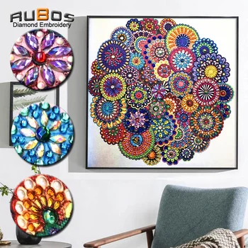 

RUBOS Diamond Embroidery Floral Diamond Painting Flower Art Abstract Pearl DIY 5D Big Crystal Picture bead Mosaic New Sale Wall