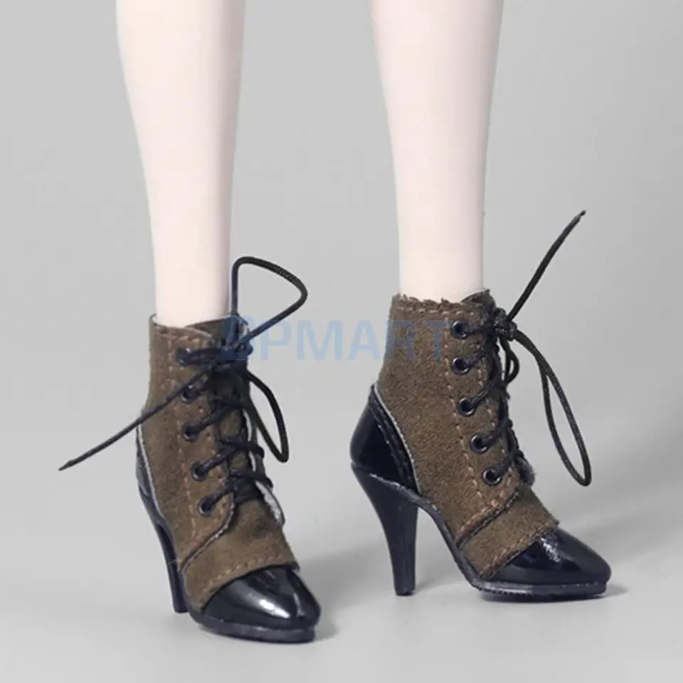 1//6 Scale Action Figures High Heel Shoes Ankle Boots for 12/'/' Female Coffee