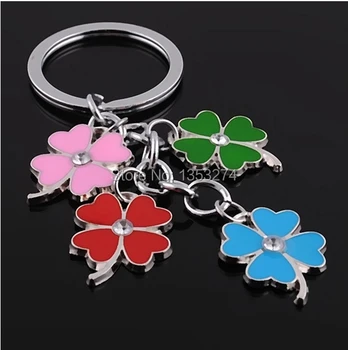 

Free Shipping! Wholesales! 100pcs/lot! Stainless steel clover keychain fashion four leaf clover key chain key holder!