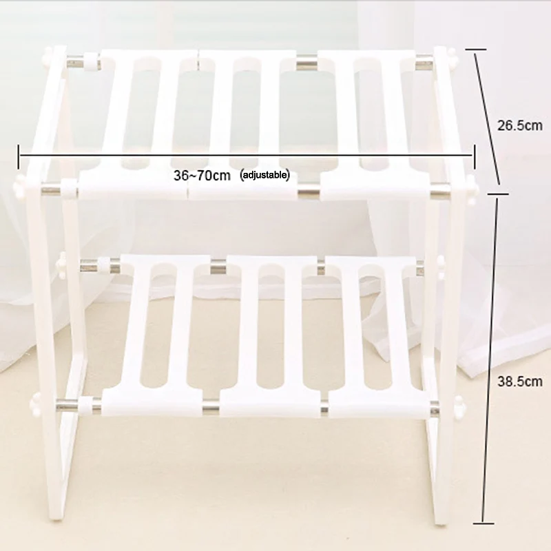 Регулируемая 2 ярусная полка под раковину, стеллаж для хранения, держатель для кухонной посуды, миска для приправ, Лучшая цена - Цвет: Белый