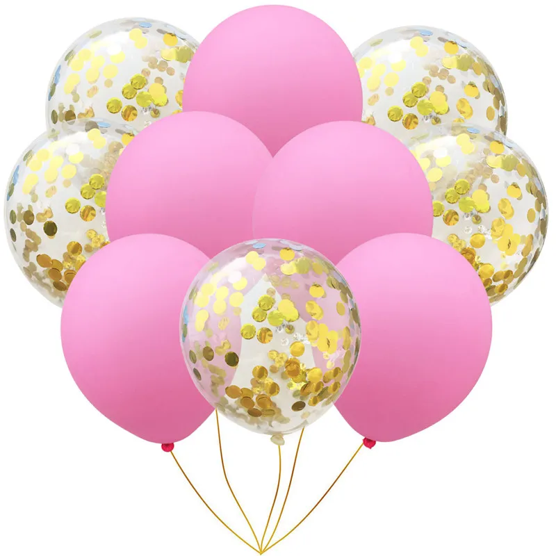 10 шт. микс шары из латекса цвета металлик 12 дюймов розовое золото конфетти вечерние воздушные шары детская игрушка в ванную свадебный душ Свадебные украшения - Цвет: As Picture