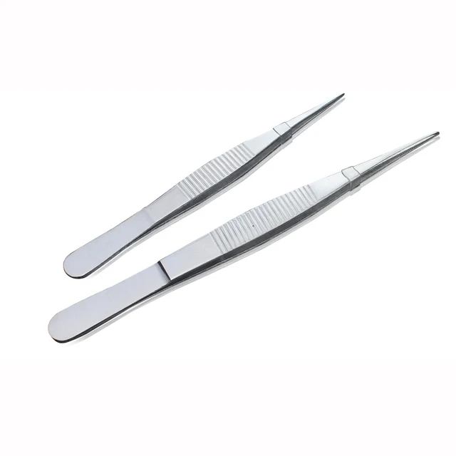 Stainless Steel Straight/Elbow Medical Tweezers First Aid Kit