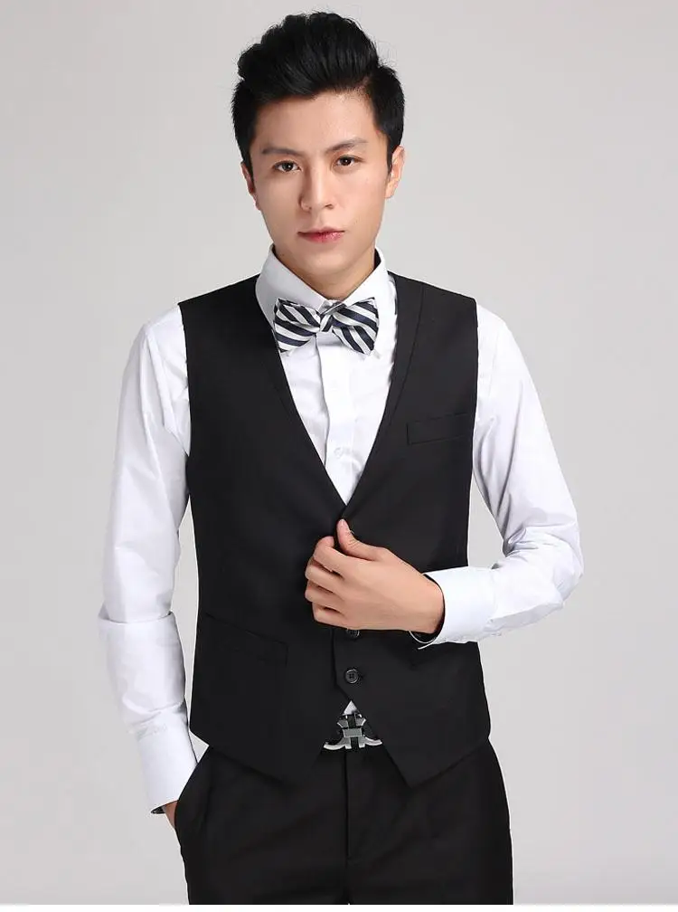 2020 Newest Slim Fit Groom Vests Black Groomsmens/Best Man Vest Custom Made Four Buttons Wedding/Prom/Dinner Waistcoat Mens Vest