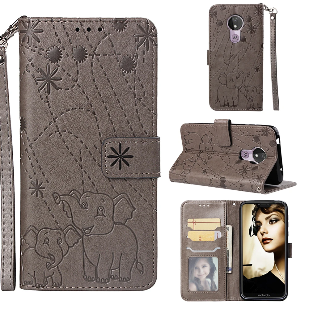 

For Motorola Moto G7 Power (The American) Luxury Flip Embossed Leather Stand Case For Cover Book Style Cell Phone Cover