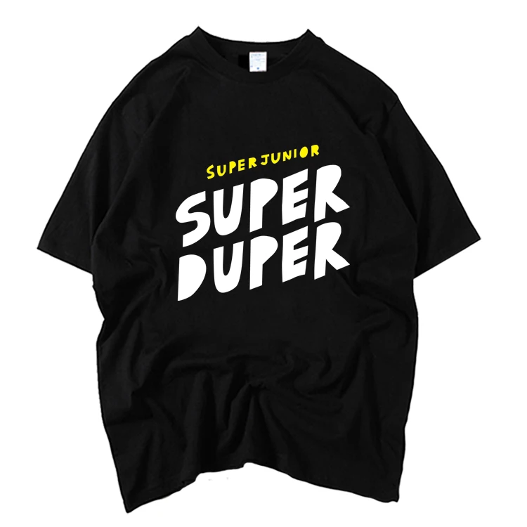KPOP Super Junior новый альбом супер пупер же печать Круглая горловина с коротким рукавом футболка летние унисекс футболка 7 видов цветов