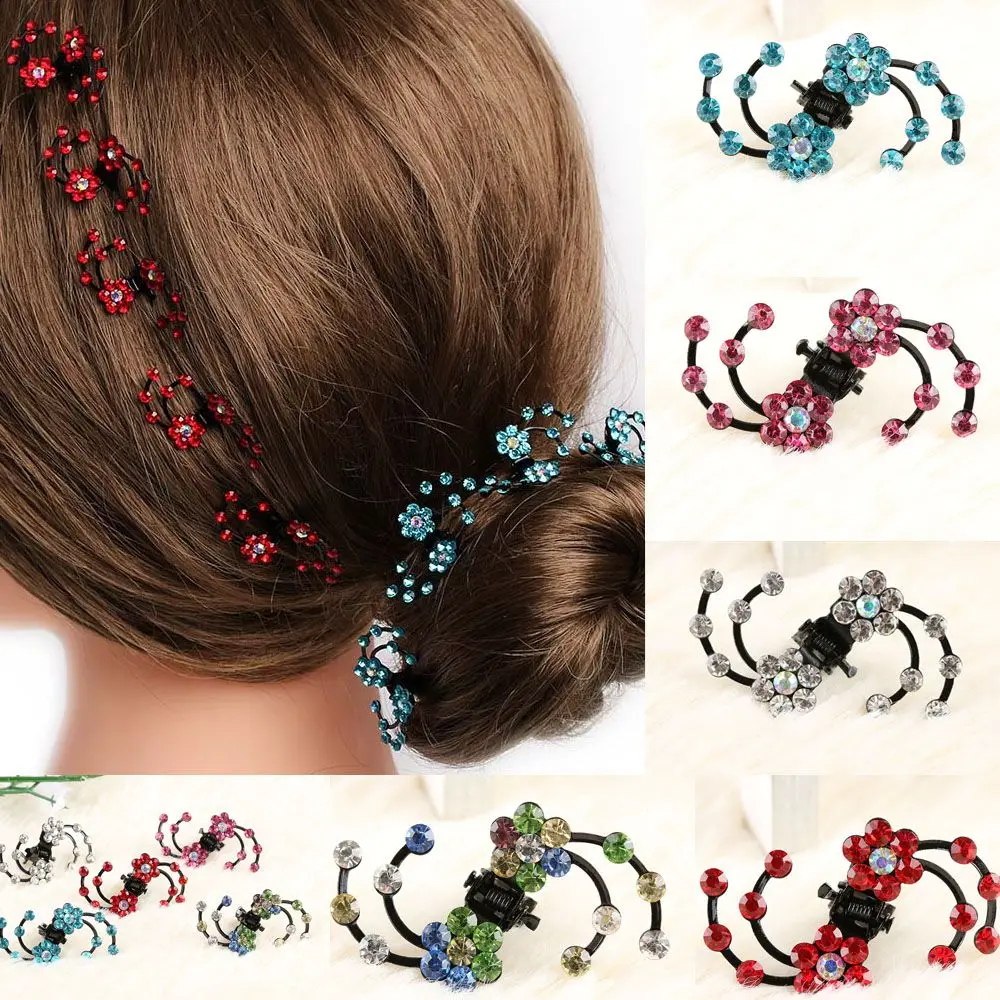 

6 Pcs/Set Classic Lady Girls Charming Rhinestone Flower Hair Clips Hair Claws Bridal Jewelry Hair Accessories