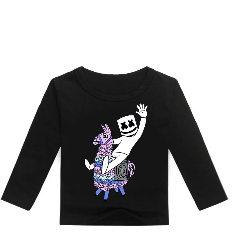 

Hot Fashion Cartoon Print T-shirt Clothes for Baby Girl Boy 14 Years 2019 New Long sleeve Tops Dj Mask Kids T-shirts