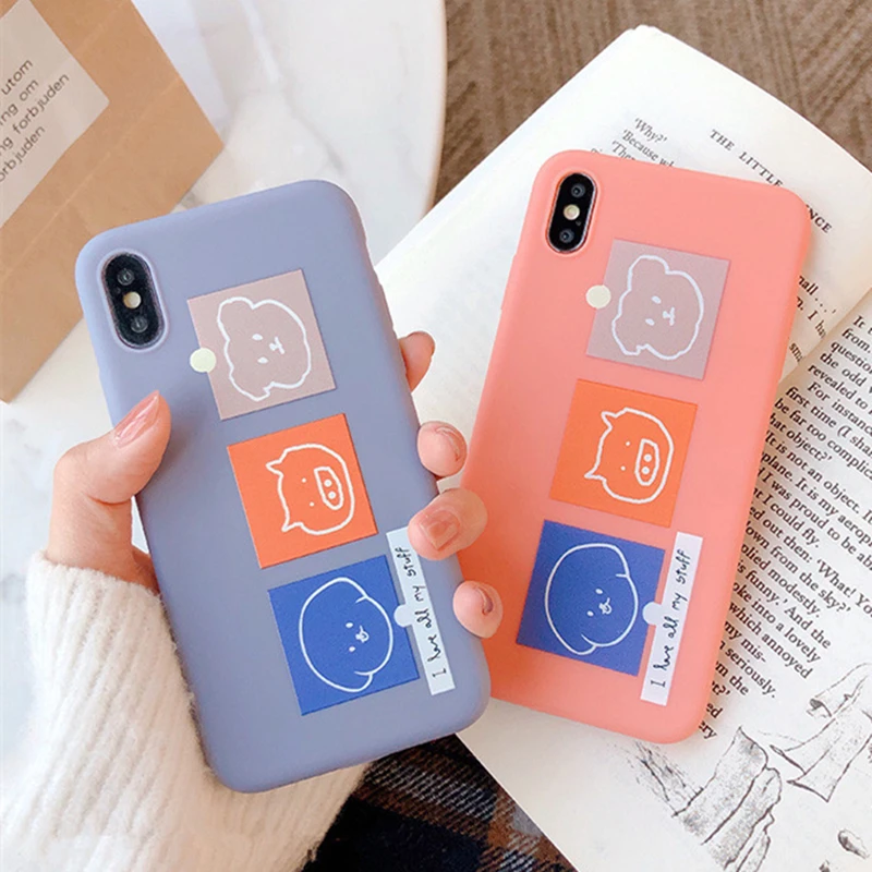 

BONVAN For iPhone X XR XS Max Case soft Animal illustration Protection Back Funda For iPhone 6 6s 7 8 Plus Phone Cover Coque