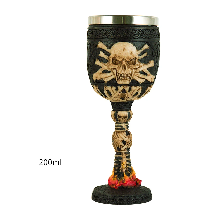 Креативная 3D чаша для коктейля, бокал для вина из нержавеющей стали, внутренняя Игра престолов, дракон, бар, вечерние чашки для украшения дома, пивная кружка - Цвет: Fire Skull