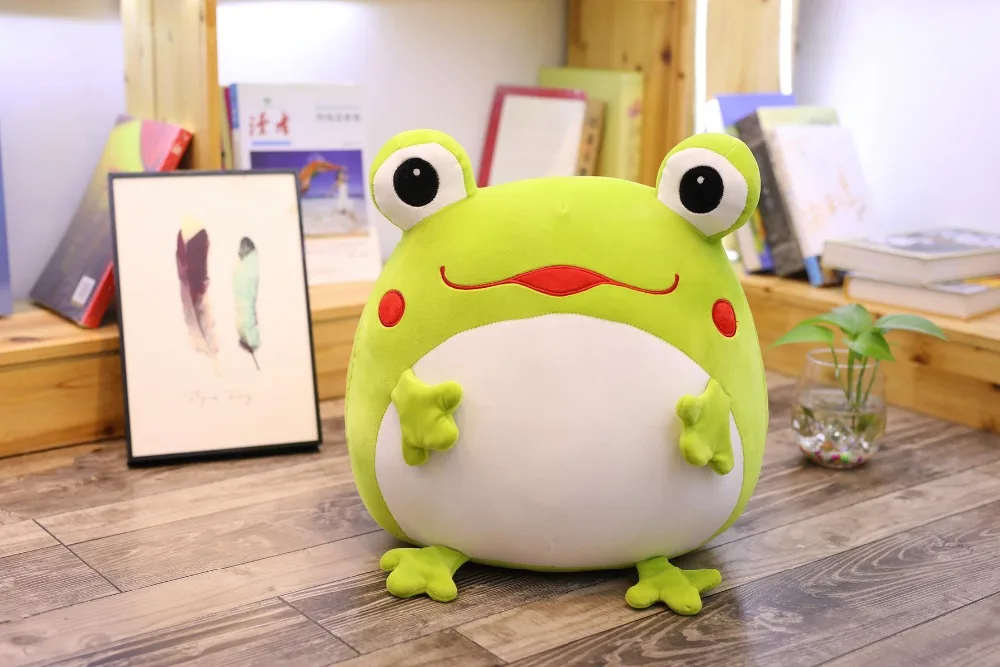 35cm Cute Expression Frog Plush Toy Soft Cartoon Animal Frog Stuffed Doll Sofa Bed Pillow Cushion Household Items Kids Best Gift