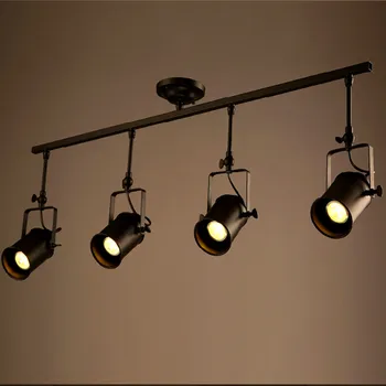 

Retro Loft Vintage LED Track Light Industrial Ceiling Lamp Bar Clothing Personality spotlight Light Four Heads