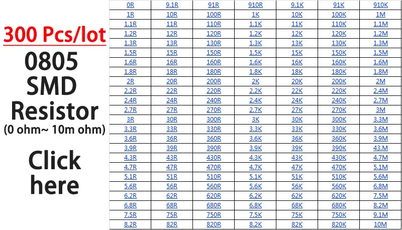 300 шт. 0805 SMD резистор 1% 3,3 K ohm 1/8 Вт 3K3 332