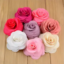 3,5 дюймов 26 Цвета Ткань Цветы с плоской задней стороной DIY цветок для брошь для девочек повязка на голову заколки 100 шт./лот