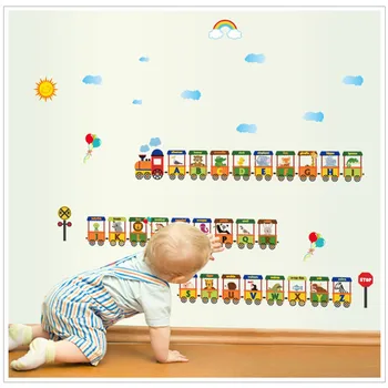 

3D Cartoon Train 26 Alphabet Wall Stickers For Children Kids Room Bedroom DIY PVC Self Adhesive Mural Decal Waterproof Wallpaper
