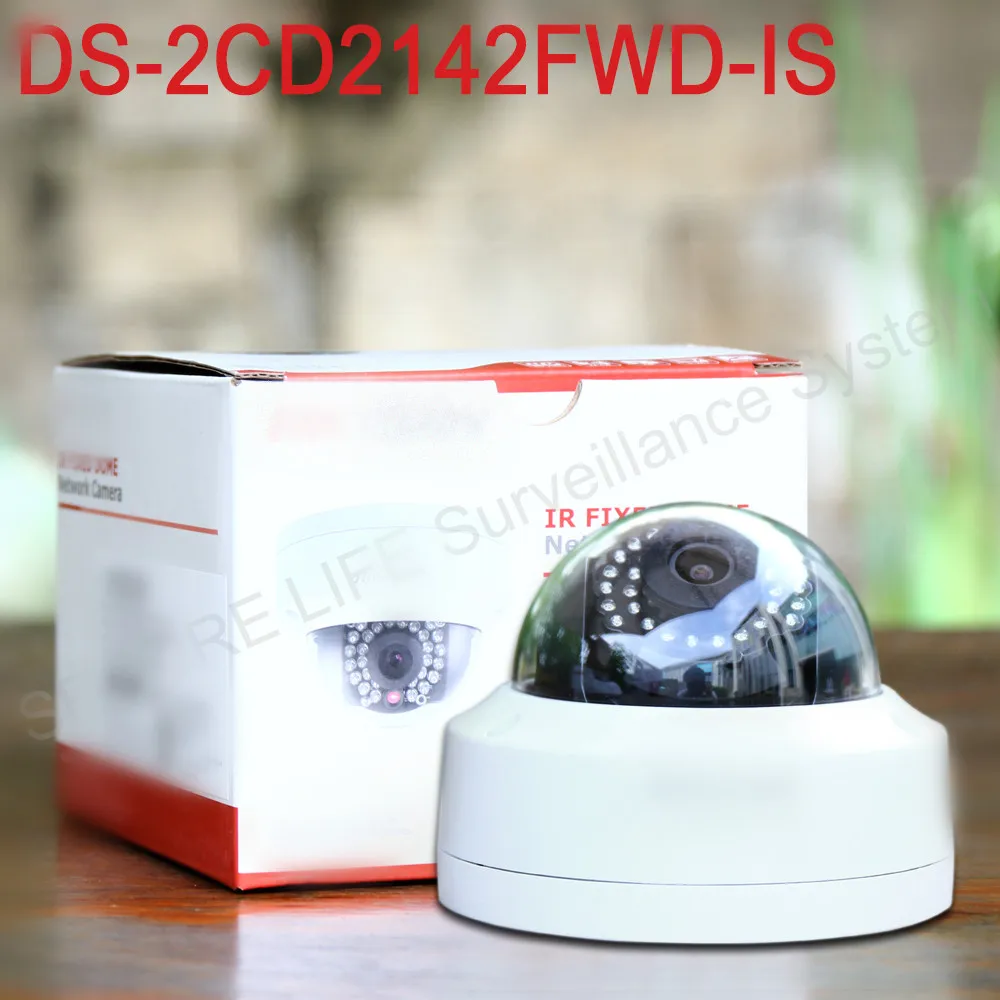 In stock Free shipping English version DS-2CD2142FWD-IS 4MP mini dome network cctv camera, P2P 1080p IP camera POE 120dB WDR