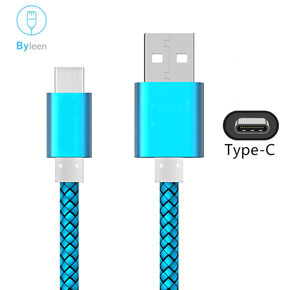 Byleen нейлоновая usb type C линия быстрое зарядное устройство 0,25 м/1 м/2 м короткие кабели для Xiao mi 8 se/mi 6x5 Elephone U Pro Z1 BQ Aquaris X Pro