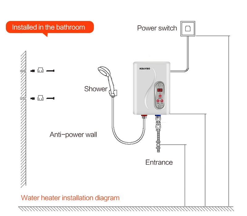 Вт 7000 Вт смесители Tankless водонагреватель мгновенный Электрический нагрев воды 3 секунды горячая вода душ