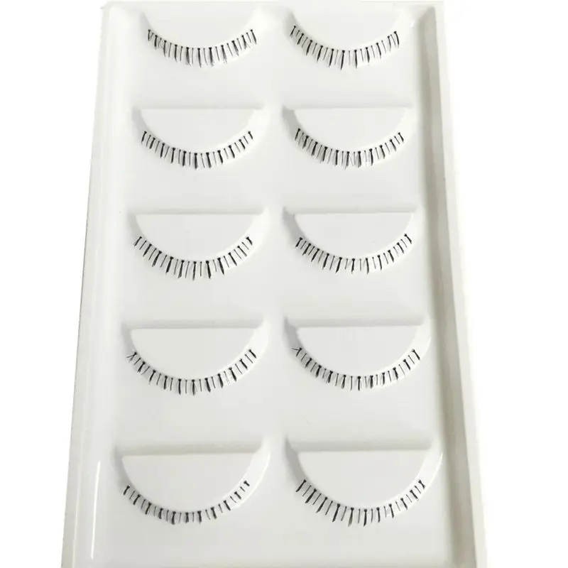 

5 Pairs Stage Nude Makeup Lower Lashes Tool Handmade Transparent Stems False Eyelashes Natural Crisscross Fake Eyelashes