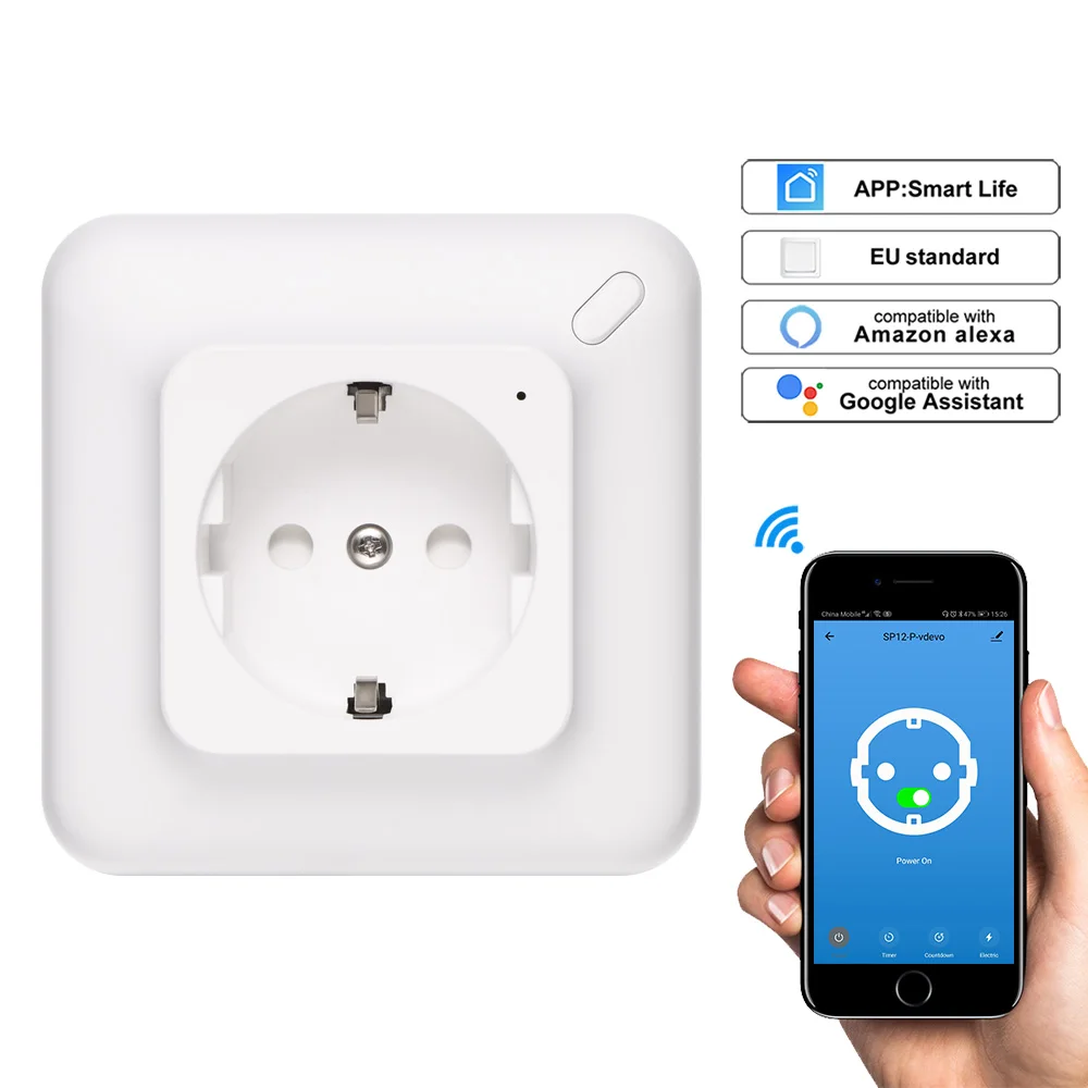 

Wall Electrical Socket Embedded Wi-Fi Plug Timer Set EU Plug WIFI Smart Socket Power Outlet Panel Works With Amazon Alexa Google