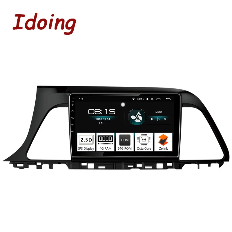 Top Idoing 9"1Din 4G+64G Octa Core Car Android 8.0 Radio Vedio Multimedia Player For Hyundai Sonata 2015 GPS Navigation and Glonass 1