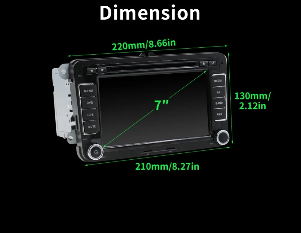 Автомобильный dvd плеер 4 ядра Android 10 gps 2Din 7 дюймов для Volkswagen VW Skoda POLO PASSAT B6 CC TIGUAN GOLF 5