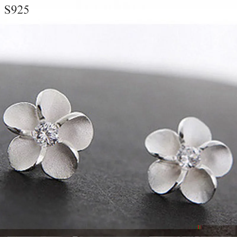 Настоящее чистое Настоящее 925 пробы серебряные серьги гвоздики для женщин хорошее ювелирное изделие цветок кубический циркон женские серьги Bijoux подарок