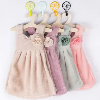 

Lovely Dress Shaped Pattern Super Absorbent Coral Velvet Household Hand Towel Bathroom Kitchen Hand Towel