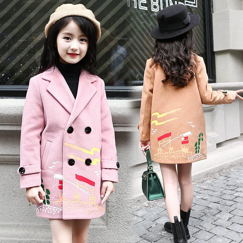 Winter Autumn Kids Outerwear Children Coats For Girls Wool & Blends