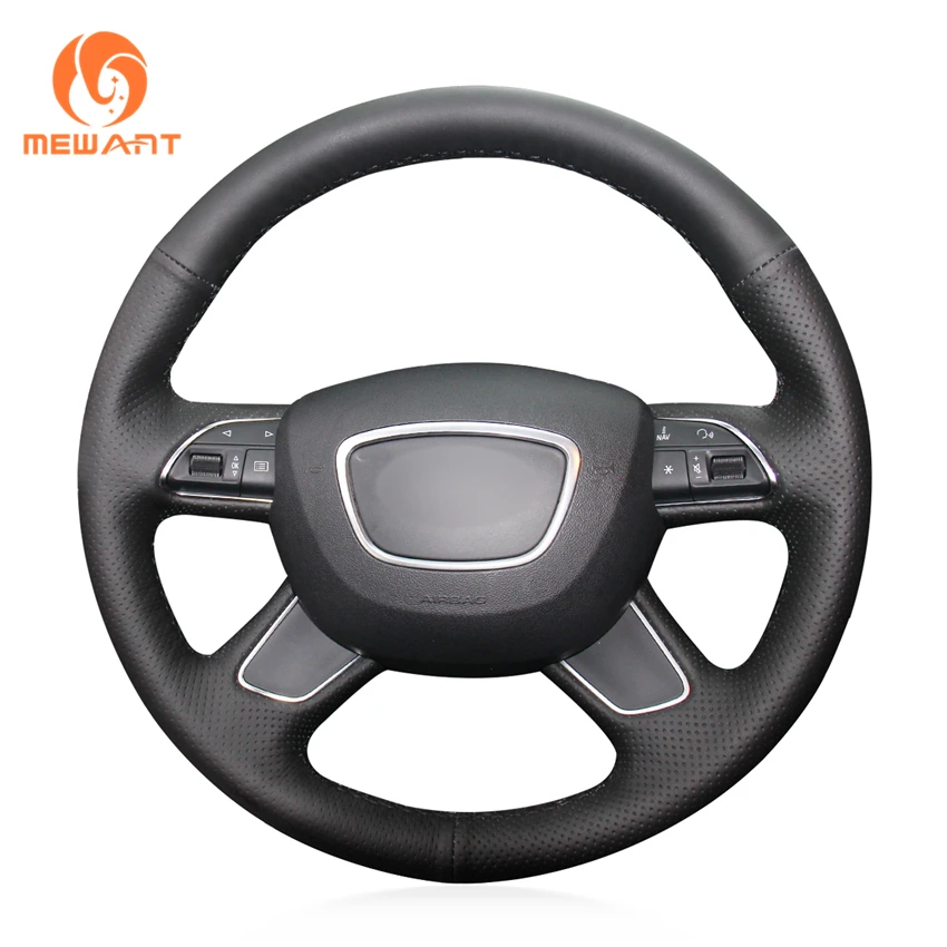 MEWANT Black Artificial Leather Steering Wheel Cover for Audi Q7 2012