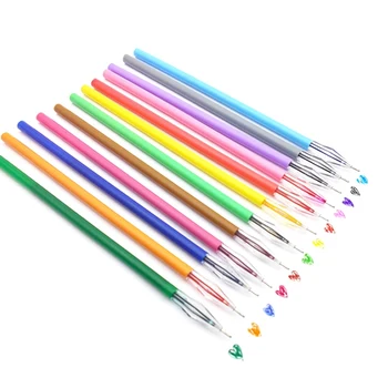

10 Pcs/Lot Diamond Head Colorful Refill Creative Candy Color Roller Ball Gel Pen Refill 0.38mm Random Color