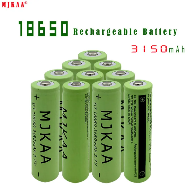 

10Pcs MJKAA Original 18650 Battery 3150mAH3.7V Lithium Battery, Suitable for Toy Electric Vehicles, Remote Controllers, Etc.