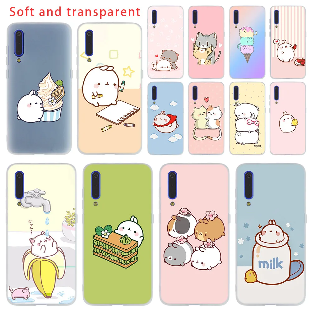 

Kawaii Molang Cartoon Anime dog cat Cover Case soft TPU phone For Xiaomi 9 8 Mi 6 5X lite se A1 A2 For Redmi Note 7 6 5 Go coque
