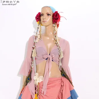 

bellydance costume top Wavy edge butterfly sleeve bellydance Practice clothing top dancewear BYY31-35