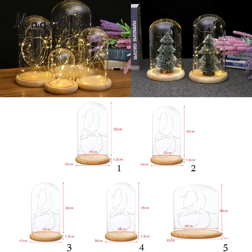 

Christmas LED Lights Decoration Wedding Party Glass Display Cloche Domes Fairy Lights Decorative Ornament Crafts