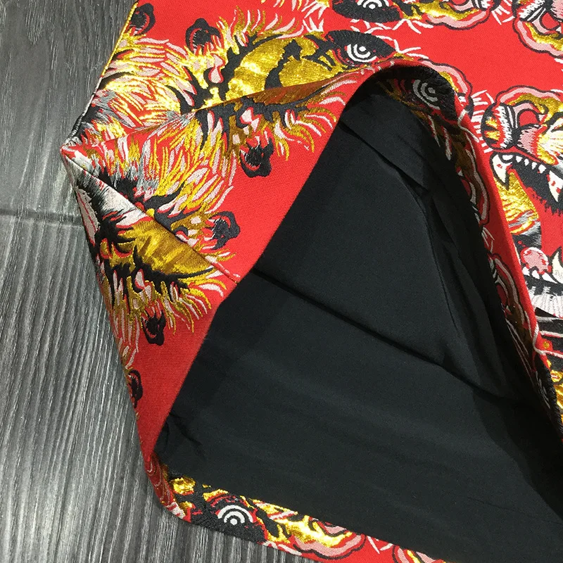 Животный принт Jacquard Midi Skirt 2018 Весна осень женская короткая юбка с головой тигра