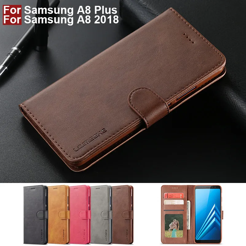 Coque A8 2018 Case For Samsung Galaxy Leather Vintage Wallet Cover Plus Flip Phone On | Мобильные телефоны и аксессуары