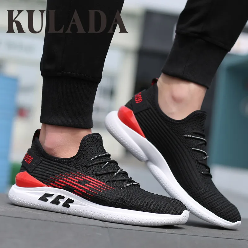 KULADA Men Casual Shoes Men Sneakers Sock Shoes Loafers Fly Knit Breathable Men Student Shoes Spring&Autumn