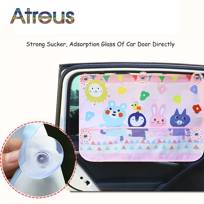 

Cartoon Car Sunshade Curtain Tensile Cover For Peugeot 206 207 407 508 2008 406 Volvo XC60 S60 XC90 V70 Lada Granta Vesta Kalina
